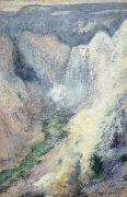 John Henry Twachtman Waterfall in Yellowstone USA oil painting artist